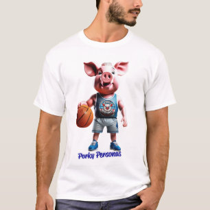 T-shirt Personnages de cochon drôles de Porky Personas. Ba