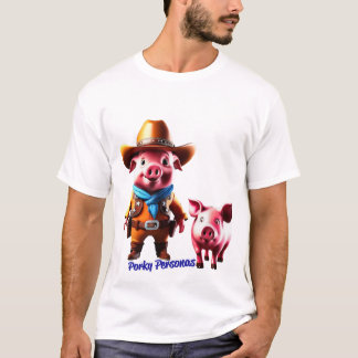 T-shirt Personnages de cochon drôles de Porky Personas. Co
