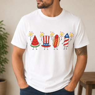 T-shirt Personnages de nourriture patriotiques Kawaii drôl