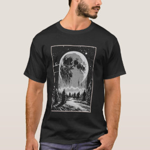T-shirt Personnages Mystérieux Lune Sanguine Rétro 80s Fan