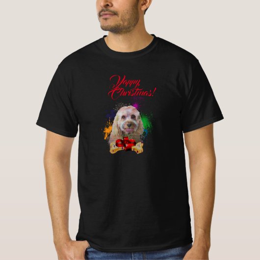 T-shirt Personnalisable Cavapoo Chien Joyeux Noël (Devant)