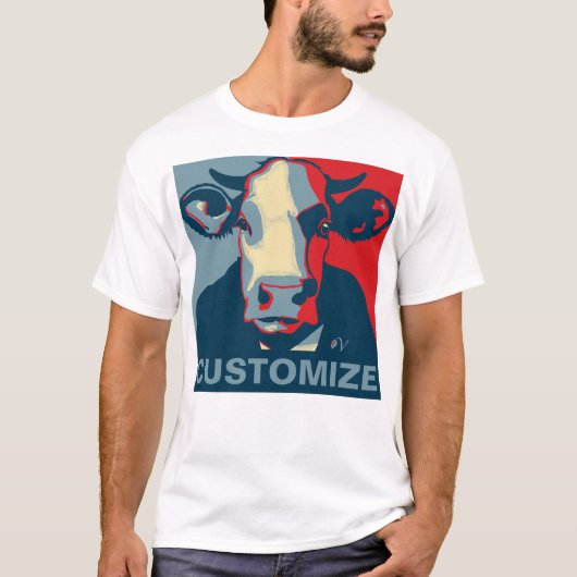 T-shirt Personnalisable ! Rouge Blanc Bleu Pop Art Cow Tsh (Devant)