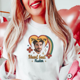 T-shirt Personnalisable Valentine Retro Heartbeat, personn