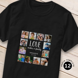 T-shirt Personnalisé 12 Collage d'images Famille Love Text