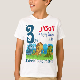 T-shirt Personnalisé 3e anniversaire Dino de la musique Ma