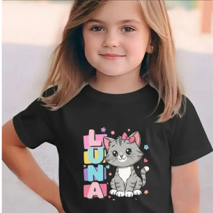 T-Shirt Personnalisé Chat Mignon pour Filles