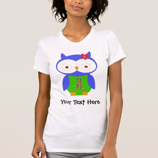 T-shirt personnalisé de hibou de ruban d'autisme (Devant)