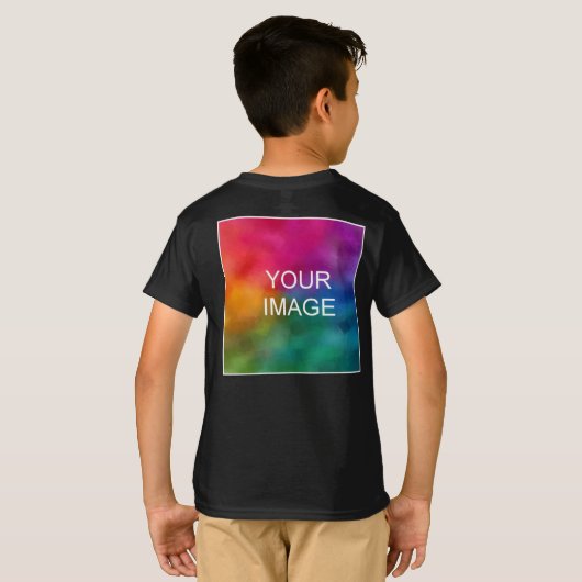 T-shirt Personnalisé Double face Ajouter image Modèle noir (Dos entier)