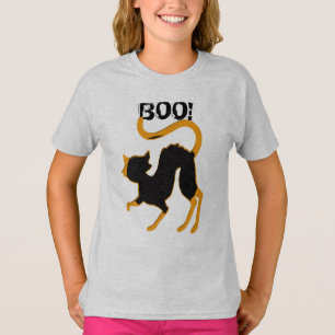 T-shirt Personnalisé Éffrayant Chat Noir Boo Halloween Che