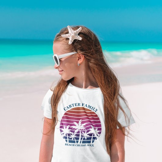 T-shirt Personnalisé Famille Vacances Plage Palm Tree Enfa