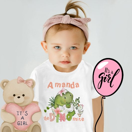 T-shirt personnalisé fille Dinosaur DINO Mite