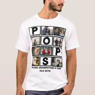 T-shirt Personnalisé Grand-Père Pops 8 Photo Collage