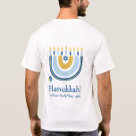 T-shirt Personnalisé Happy Hanoukka Menorah Rainbow<br><div class="desc">Notre t-shirt Rainbow Menorah Hanoukka Greeting a un design Rainbow populaire qui se déplace pour devenir un Hanoukka / Chanukah menorah joyeux. Avec un parfum d'étoiles juives de David, ce design moderne est une belle et amusante façon de souhaiter à la famille et aux amis un Hanoukka heureux à votre...</div>