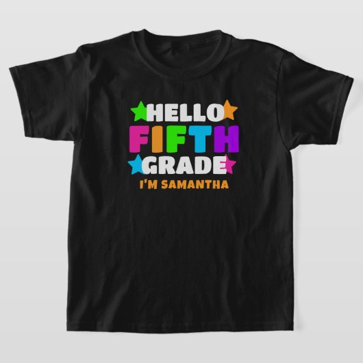 T-shirt Personnalisé Hello Fifth Grade Student Kids Nom (Poser)