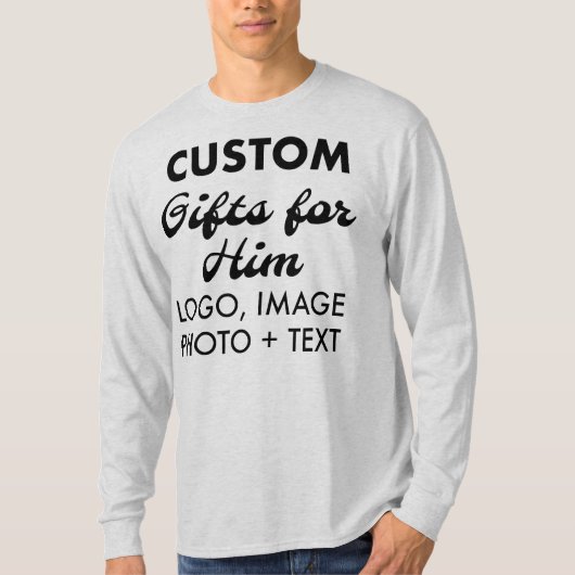 T-shirt Personnalisé Homme's Ash Grey Long Sleeve Tee (Devant)