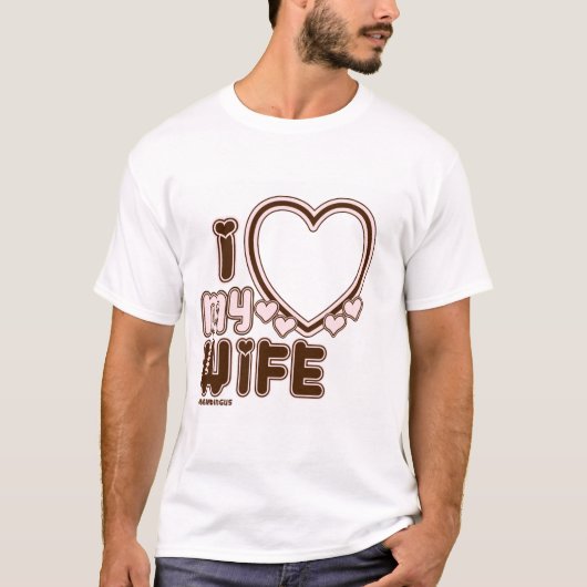 T-shirt personnalisé I Love My WIFE en Brown (Devant)