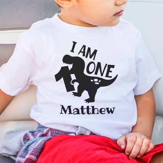 T-Shirt personnalisé « J'ai un an » avec dinosaure