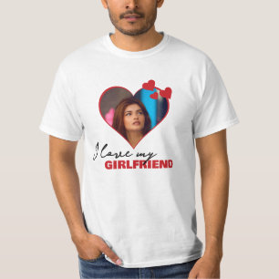 T-shirt Personnalisé J'aime ma petite amie Photo du coeur
