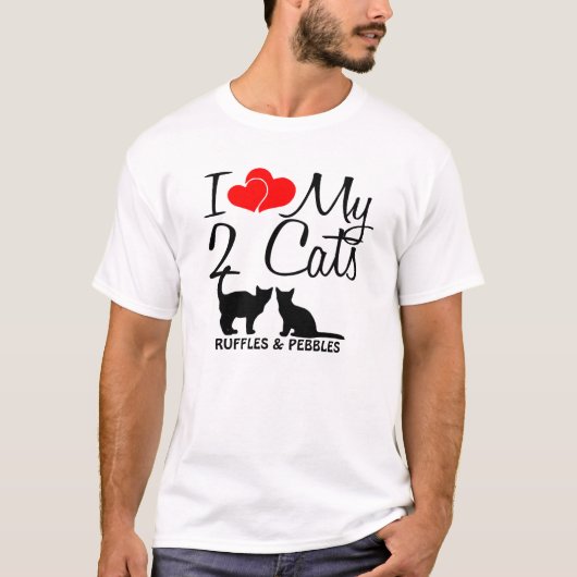 T-shirt Personnalisé J'Aime Mes Deux Chats (Devant)