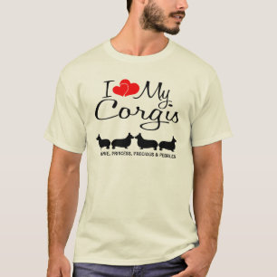 T-shirt Personnalisé J'Aime Mes Quatre Corgis