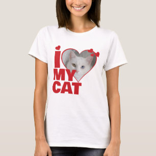 T-shirt Personnalisé J'aime mon chat Coeur Photo