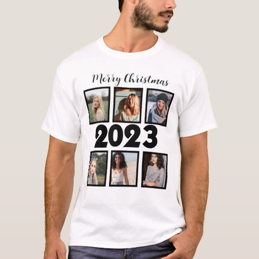 T-shirt Personnalisé Joyeux Noël 2023 6 Collage photo (Devant)