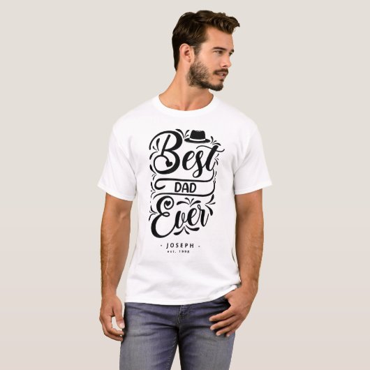 T-shirt Personnalisé Meilleur Papa Jamais Fête des pères C (Devant entier)