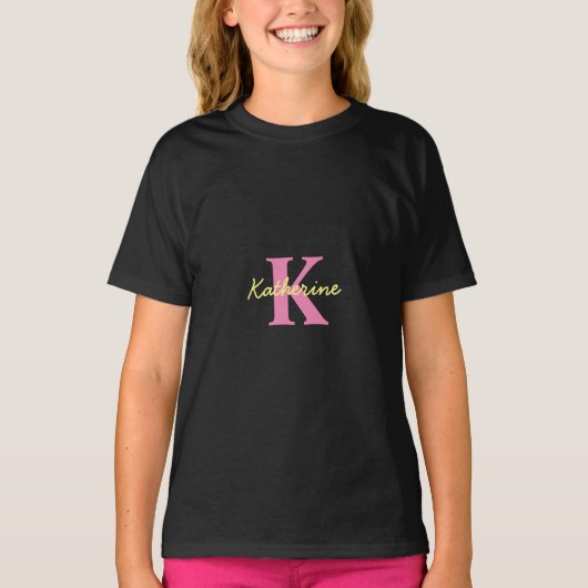T-shirt Personnalisé Monogramme Noir moderne (Devant)