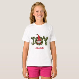 T-shirt Personnalisé Noël Gnome Joy Rouge Vert Blanc T-Shi