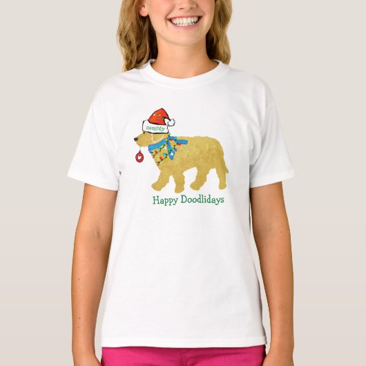 T-shirt Personnalisé Noisette Noël Goldendoodle (Devant)