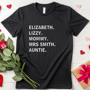 T-shirt Personnalisé Nom Cute Femme Pseudo Soeur Auntie Ma