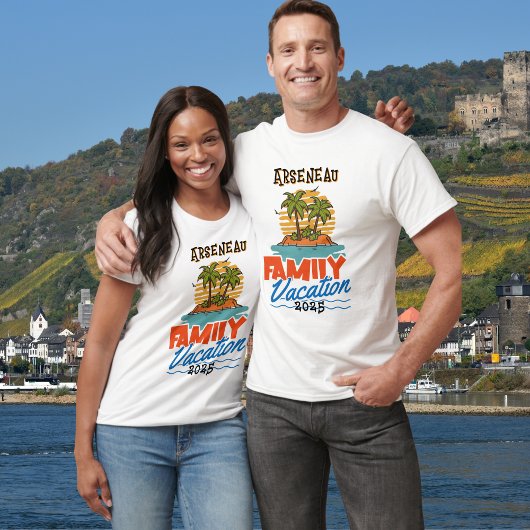 T-shirt PERSONNALISÉ Orange/Noir croisière en fami