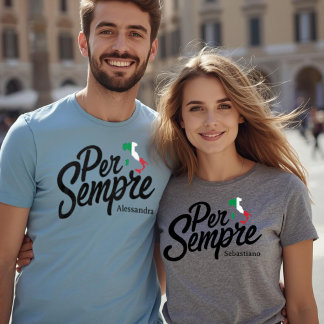T-shirt personnalisé Per Sempre pour couples assor