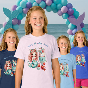 T-shirt Personnalisé Petites Filles Sirène fête d'annivers