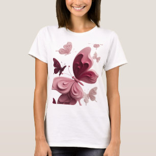 T-shirt personnalisé PINK BUTTERFLIES Rose Moderne