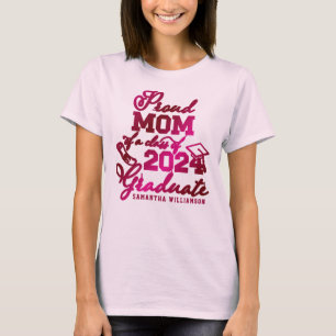 T-shirt Personnalisé Pink Fier Maman De 2023 Diplômé