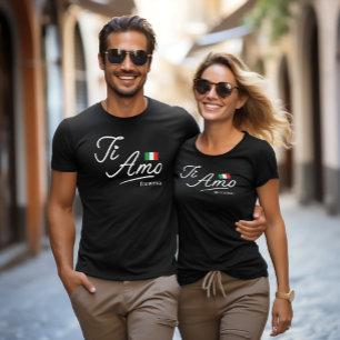 T-shirt personnalisé pour couple 'Ti Amo Script'