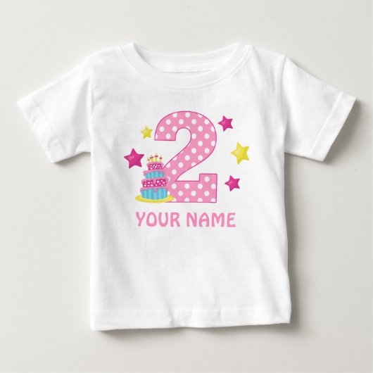 T-shirt personnalisé pour la fille au gâteau du 2e (Devant)
