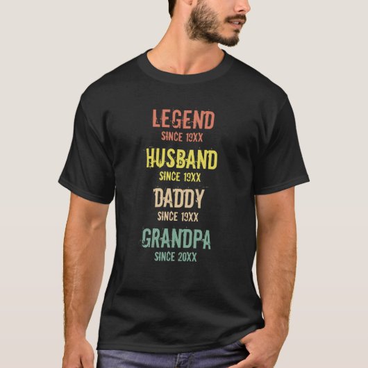 T-shirt Personnalisé Retro Legend Mari Daddy Grand-père (Devant)