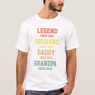 T-shirt Personnalisé Retro Legend Mari Daddy Grand-père