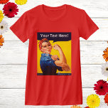 T-shirt Personnalisé Rosie le Riveter Vintage 2ÈME GUERRE<br><div class="desc">Rosie personnalisée le Riveter Vintage 2ÈME GUERRE MONDIALE Chemise rouge personnalisable ! Vous Pouvez Customiser Ce Design Sweat - shirt à capuche Féministe ! La peinture de Norman Rockwell sur Rosie le Riveter est une oeuvre d'art vintage américaine populaire. Cette image d'icône féministe de 2ÈME GUERRE MONDIALE lui fera un...</div>
