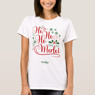 T-shirt Personnalisé Rouge & Vert Ho Ho Ho Pour Le Merlot
