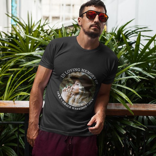 T-shirt Personnalisé Simple Photo Nom & Dates Mémorial