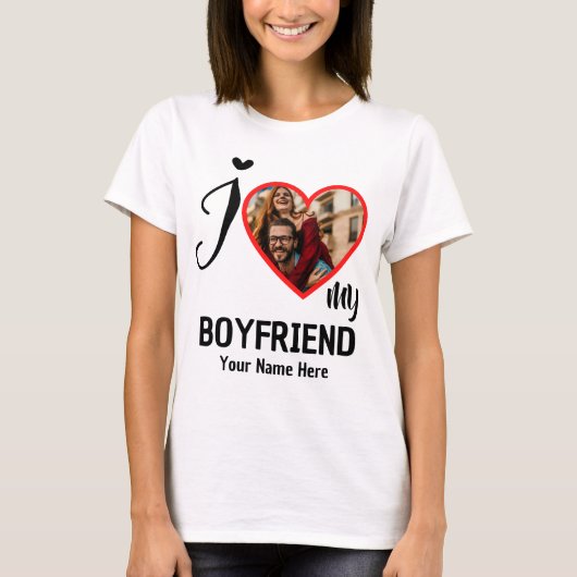 T-shirt Personnalisé Valentines Coeur Photo J'aime Mon cop (Devant)
