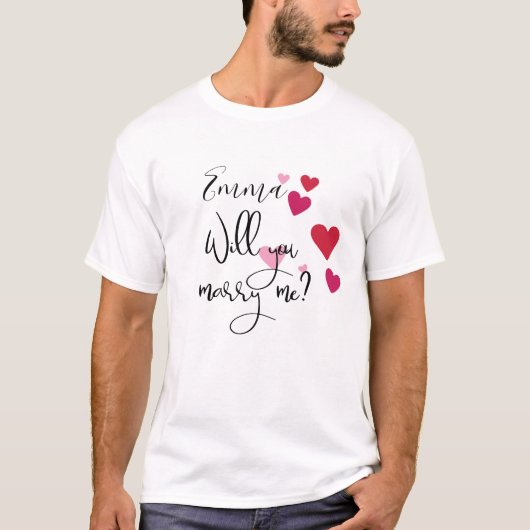 T-shirt Personnalisé Will You Marry me Hearts Proposition (Devant)