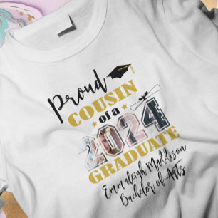 T-shirt Personnalisée Fière Cousin - Sa Photo 2024 Diplômé