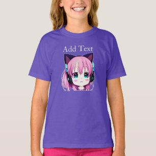 T-shirt Personnalisée Kawaii Girl avec casque sur