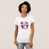 T-shirt Personnalisée Kawaii Girl avec casque sur (Devant entier)