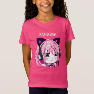 T-Shirt Personnalisée mignonne fille Anime avec oreilles d