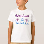 T-shirt Personnaliser avec le nom, Joyeux Chanukkah<br><div class="desc">Personnalisez avec Nom,  Happy Chanukkah By Sandy Closs design disponible dans tous les styles,  tailles et âges.</div>